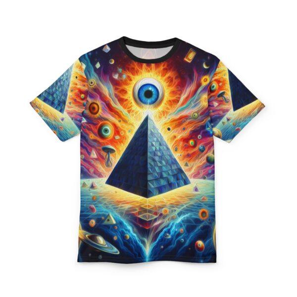 Psychedelic Trippy All-Seeing Eye with Pyramid Unisex Tee – Vibrant Graphic T-Shirt for Festivals and Raves - Image 6