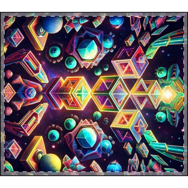 Trippy Psychedelic Geometric Fractal (v1) - Velveteen Plush Blankets - Image 2