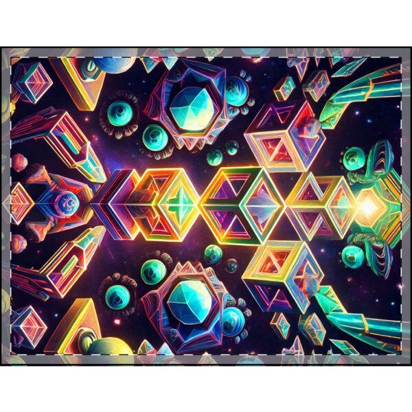 Trippy Psychedelic Geometric Fractal (v1) - Velveteen Plush Blankets - Image 4