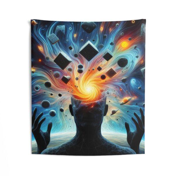 Psychedelic Wall Tapestry with Exploding Head Silhouette - Image 3