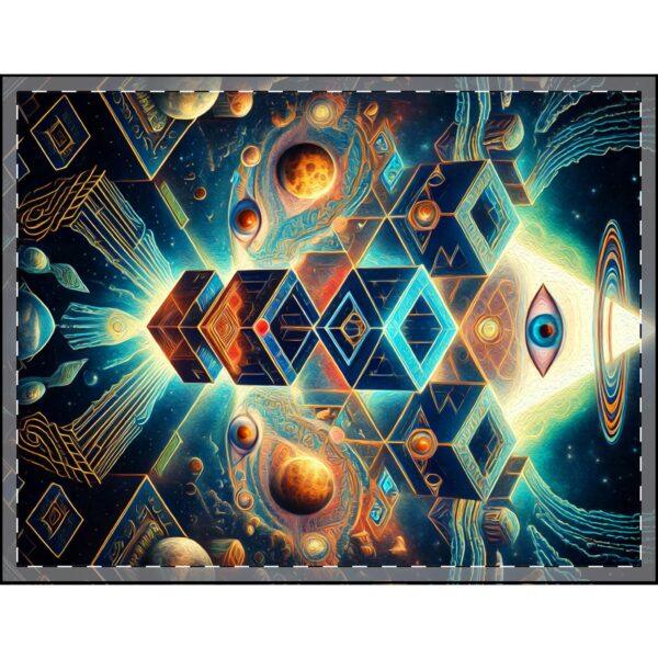 Celestial All-Seeing Eye with Esoteric & Geometric Patterns (v1) - Velveteen Plush Blankets - Image 4