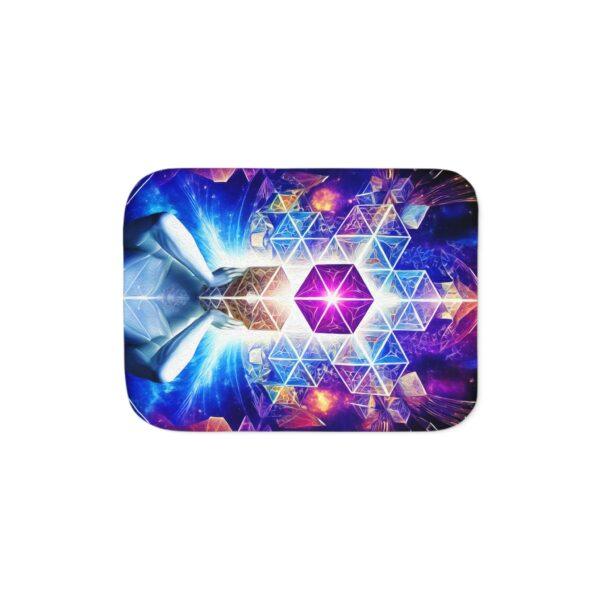 Cosmic Geometry Embracing the Universe of Vibrant Cubes and Celestial Patterns - Sherpa Blanket, Two Colors - Image 9