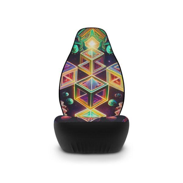 Trippy Psychedelic Geometric Fractal (v1) - Car Seat Covers - Image 2