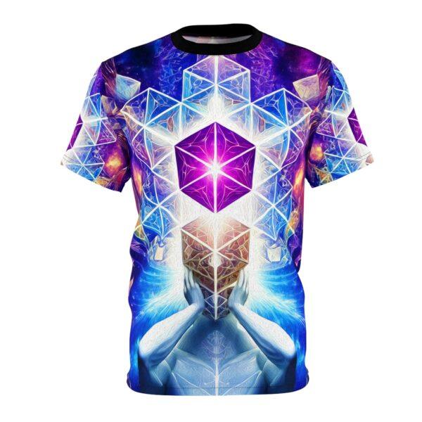 In Another Realm - Unisex Cut & Sew Tee - Cosmic Spiritual Silhouette Vibrant Geometric Design for Festivals and Shows - Image 2