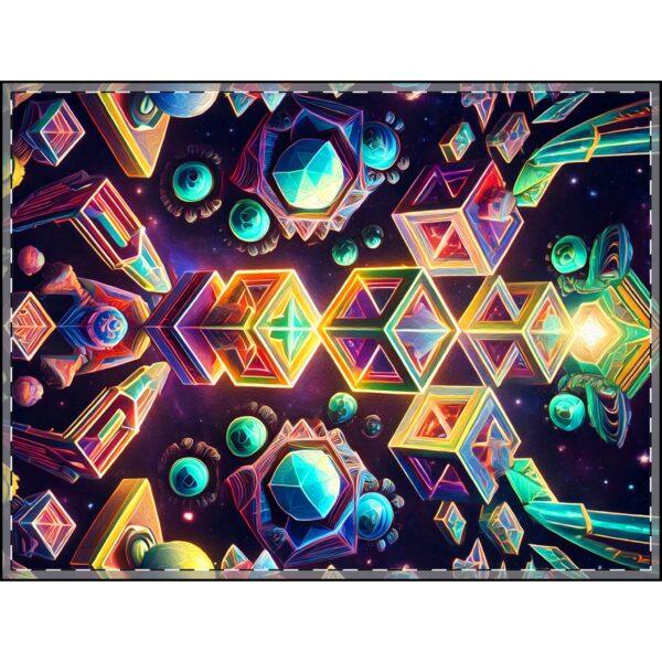 Trippy Psychedelic Geometric Fractal (v1) - Velveteen Plush Blankets - Image 3