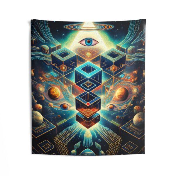 Celestial All-Seeing Eye with Esoteric & Geometric Patterns (v1) - Indoor Wall Tapestries - Image 2