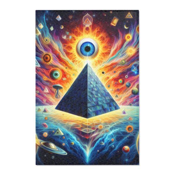 Psychedelic Trippy All-Seeing Eye with Pyramid - Area Rugs