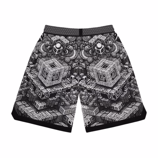 Monochromatic Kaleido-Maze - Unisex Basketball Rib Shorts - Image 2