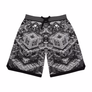 Monochromatic Kaleido-Maze - Unisex Basketball Rib Shorts