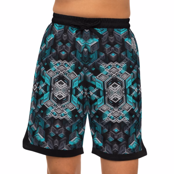 Ascent Through the Tessellated Mind - Unisex Bball Rib Shorts - Image 4