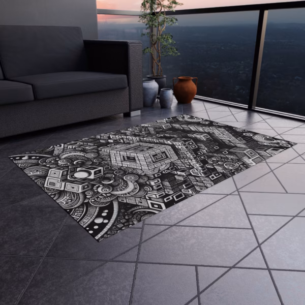 Monochromatic Kaleido-Maze - Outdoor Rug - Image 16