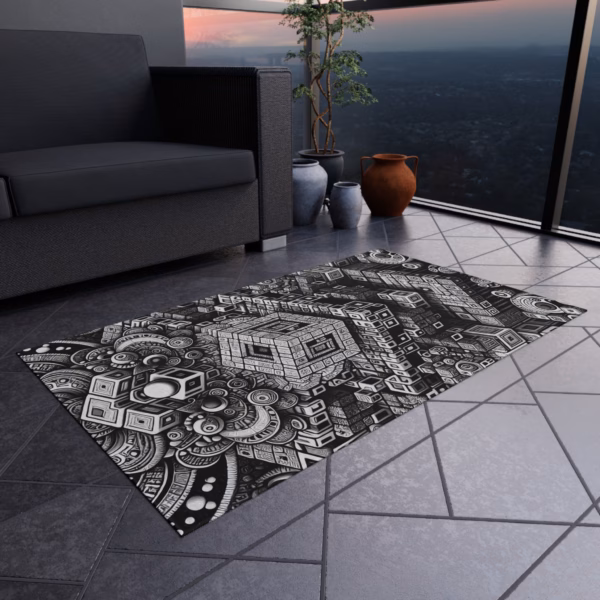 Monochromatic Kaleido-Maze - Outdoor Rug - Image 12