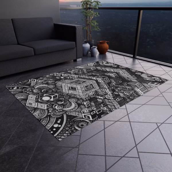 Monochromatic Kaleido-Maze - Outdoor Rug - Image 4