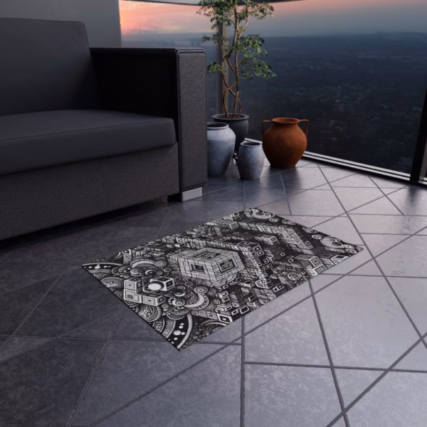Monochromatic Kaleido-Maze - Outdoor Rug - Image 8