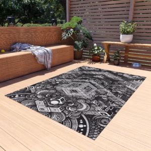 Monochromatic Kaleido-Maze - Outdoor Rug