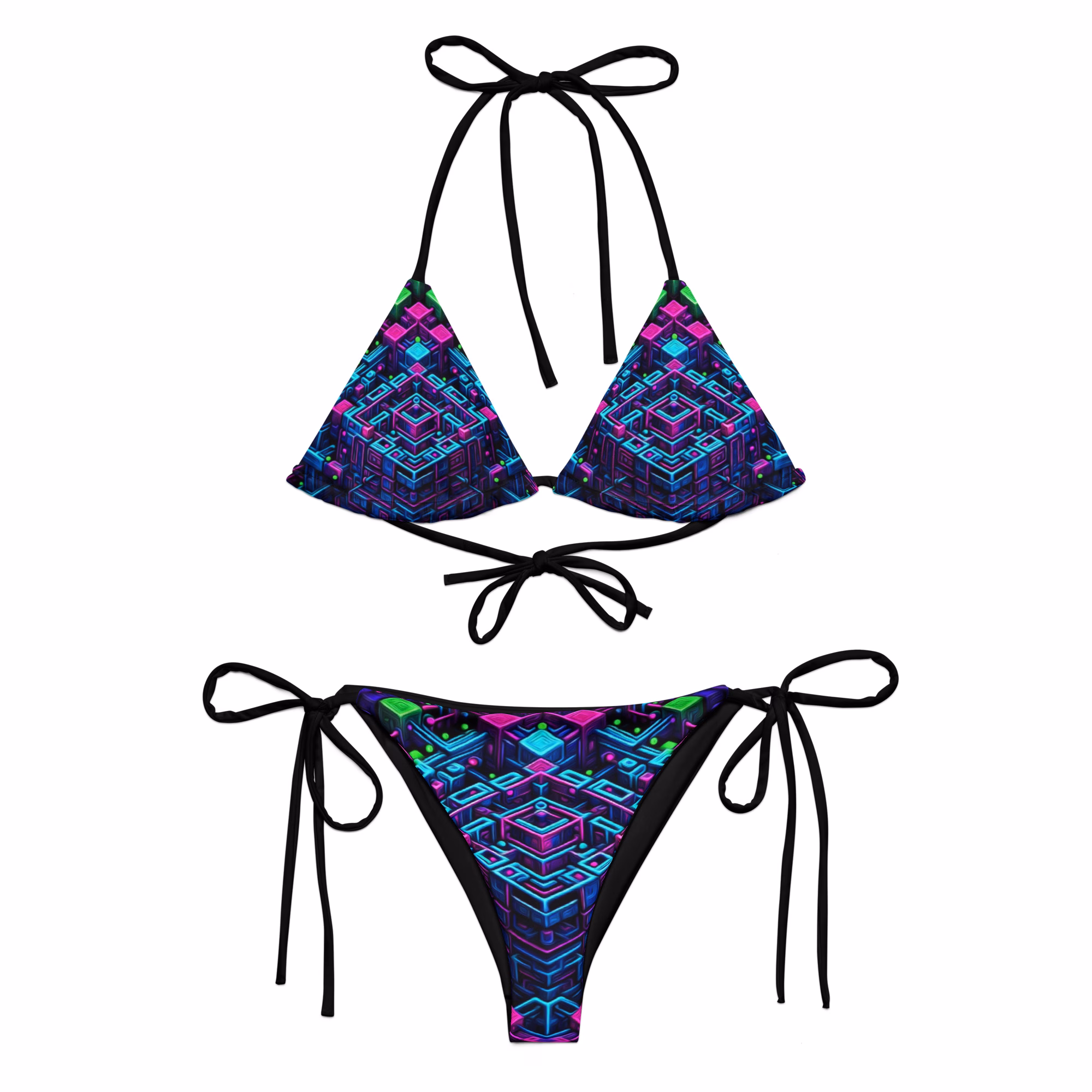 The Akashic Architect – All-over print recycled string bikini