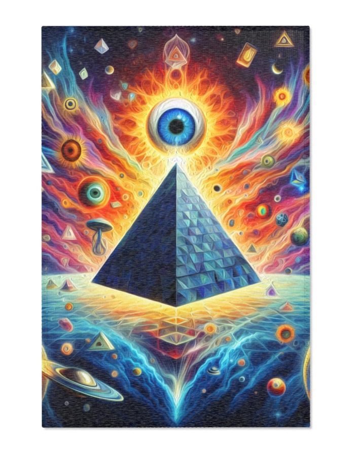 Psychedelic Trippy All-Seeing Eye with Pyramid – Area Rugs