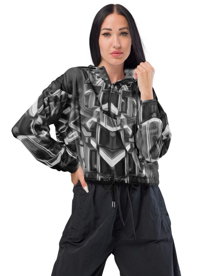 Acute Attributes – B&W – Women’s cropped windbreaker